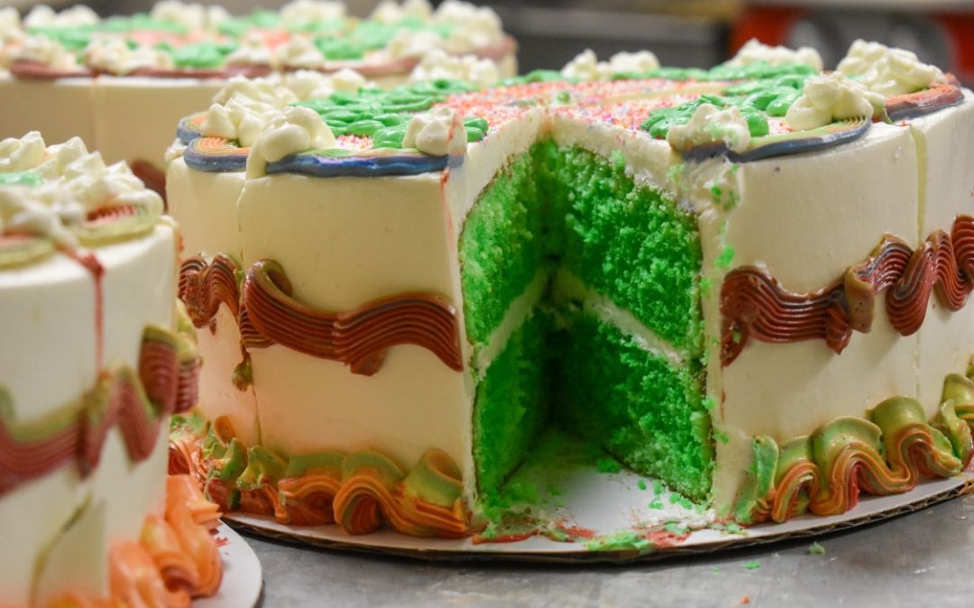 A celebratory cake at the Grapevine café at Willow Brook Home in Columbus, Ohio, where birthdays and special events highlight senior dining.